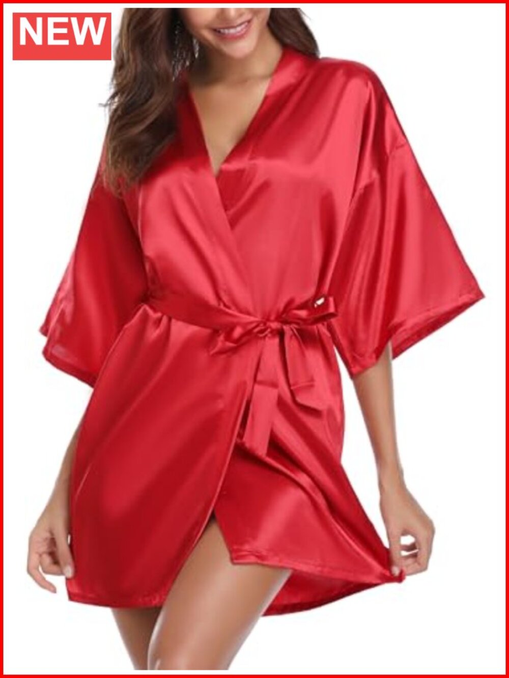 Women's Satin Kimono Robe Short Bridal Bathrobe Sleepwear Loungewear